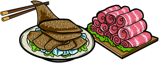 Thinly sliced beef and lamb rolls